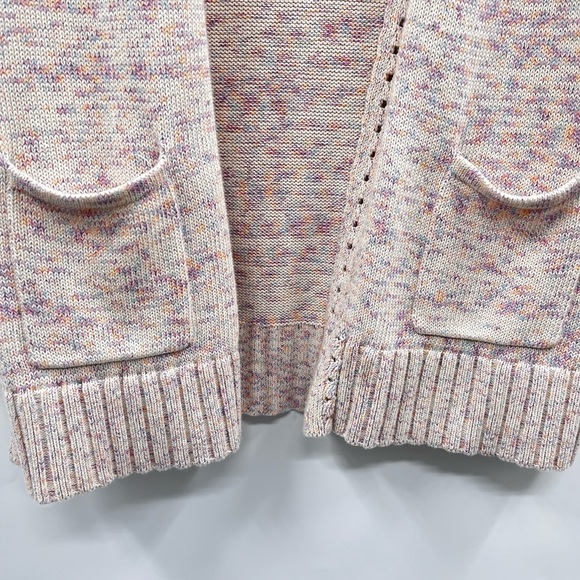 Talbots Cardigan Womens XS Light Heathered Pink Purple Open Front Knit Pocket - Picture 3 of 11